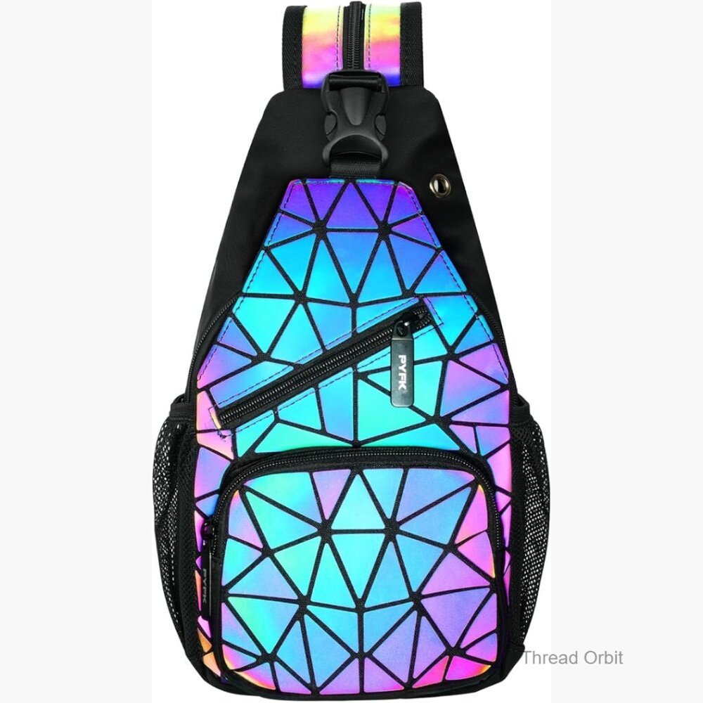 Geometric Luminous Backpack Reflective Daypack Cr… - image 1